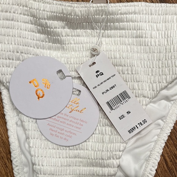 FINAL PRICE NWT Pilyq Hillary High Waist Bikini Bottoms in Pure White Size Small - Picture 5 of 7